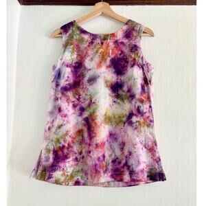 $98 NEW OOAK Upcycled / Handmade Plant Natural Dyed Linen Tank Top – Size Small